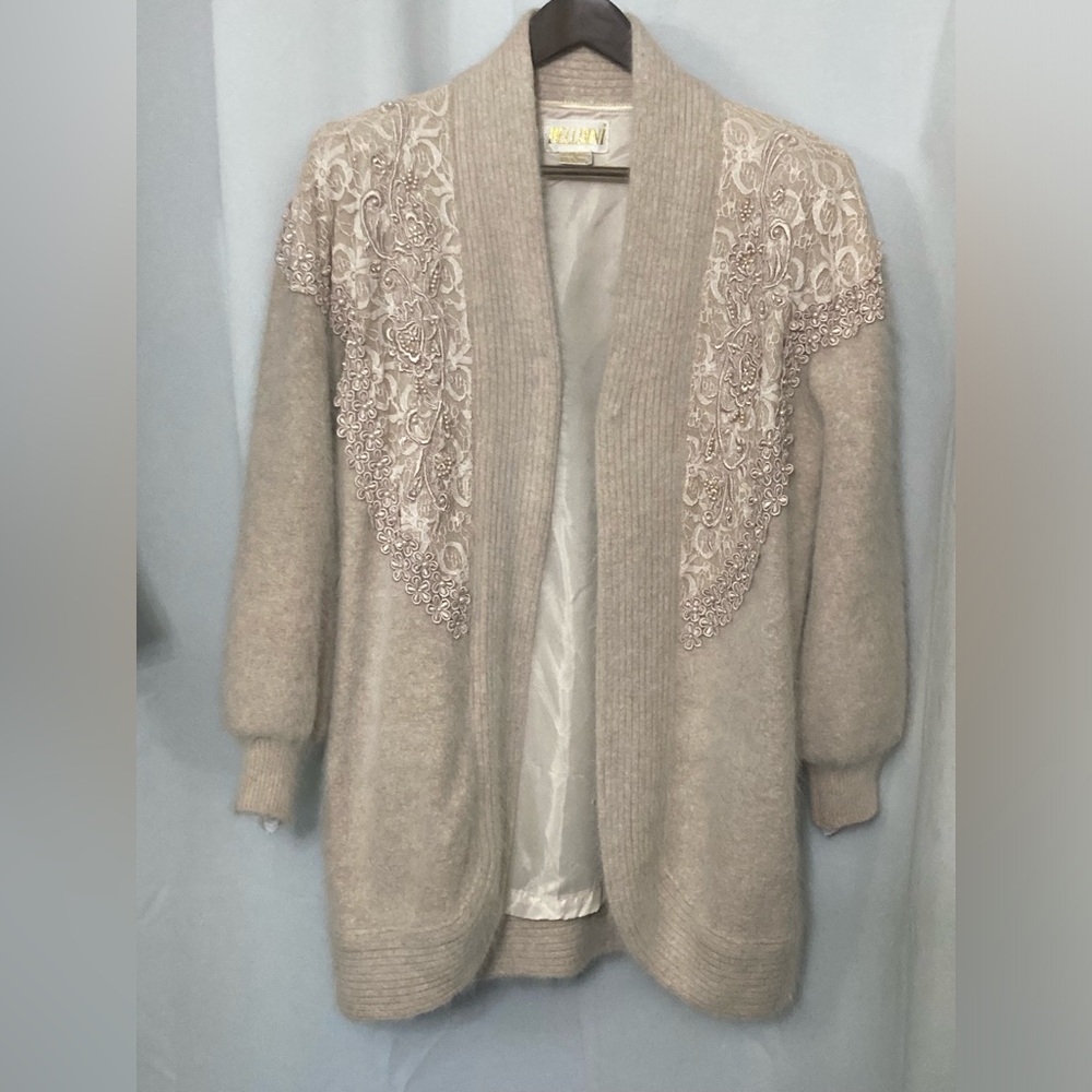 BELLDINI Angor & Rabbit Hair Long Cardigan M Beige NWOT